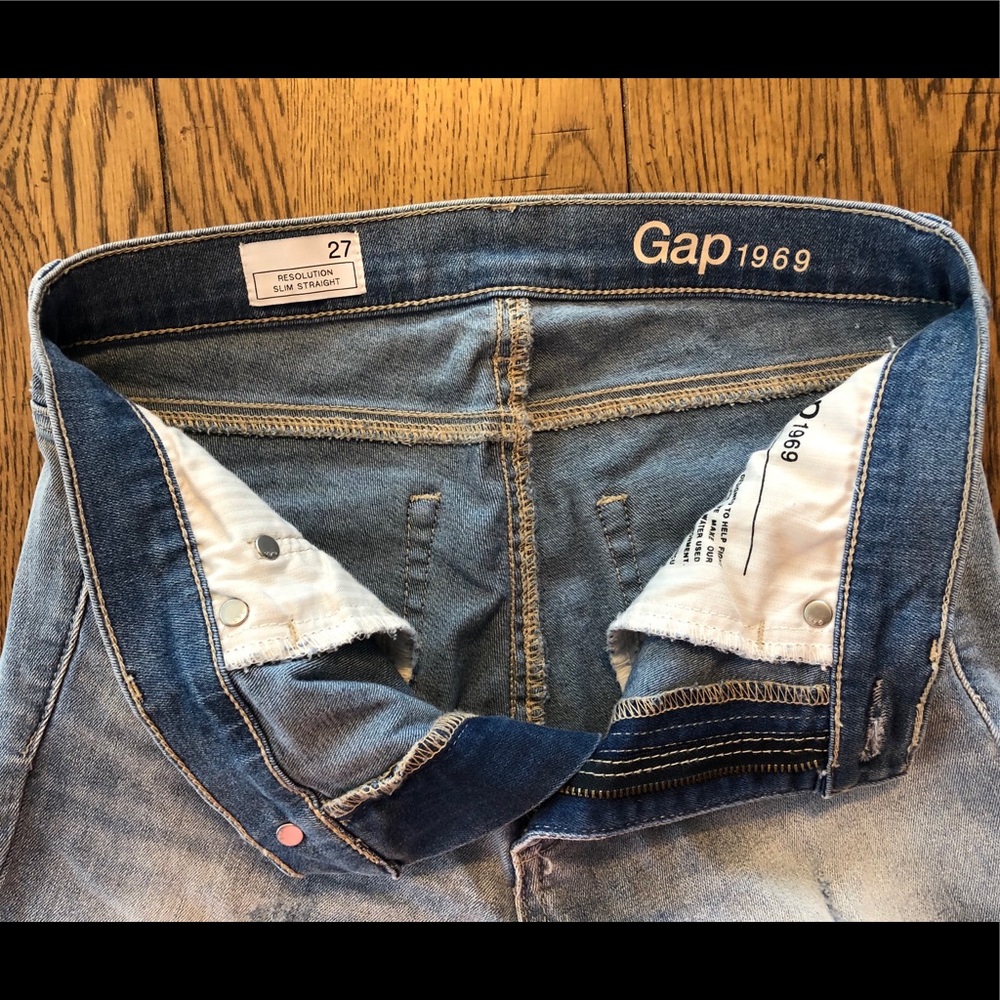 GAP distressed slim straight jeans - Picture 7 of 8